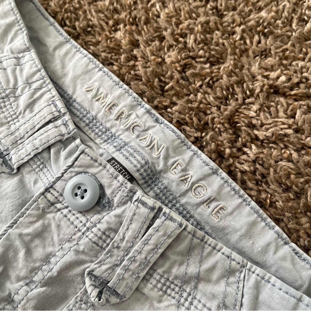 American Eagle AE Stretch Cargo Pants Light Gray Size 2 Straight Leg Y2K - Picture 8 of 12